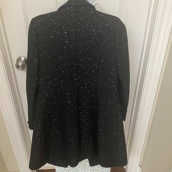 NWT Black Metallic Tweed Double Breasted Winter Blazer Jacket Coat - Picture 7 of 8